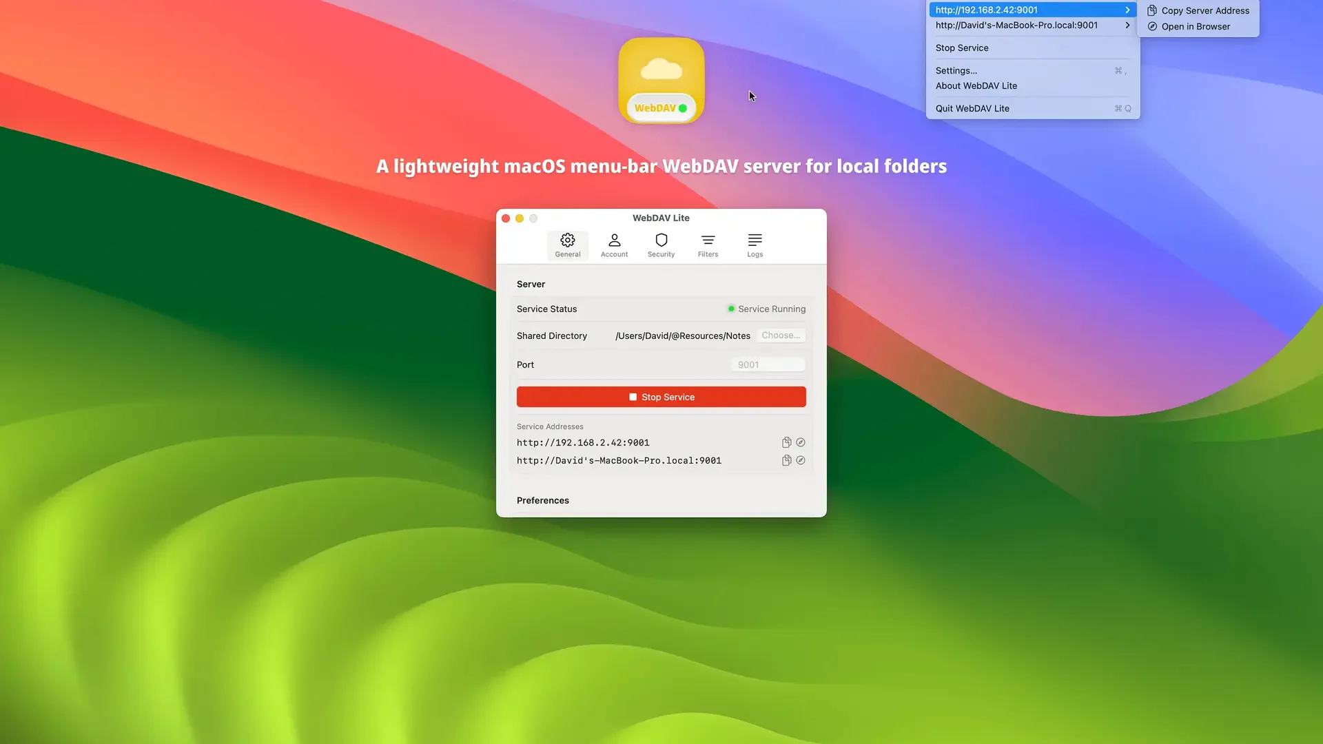 WebDAV Lite app screenshot